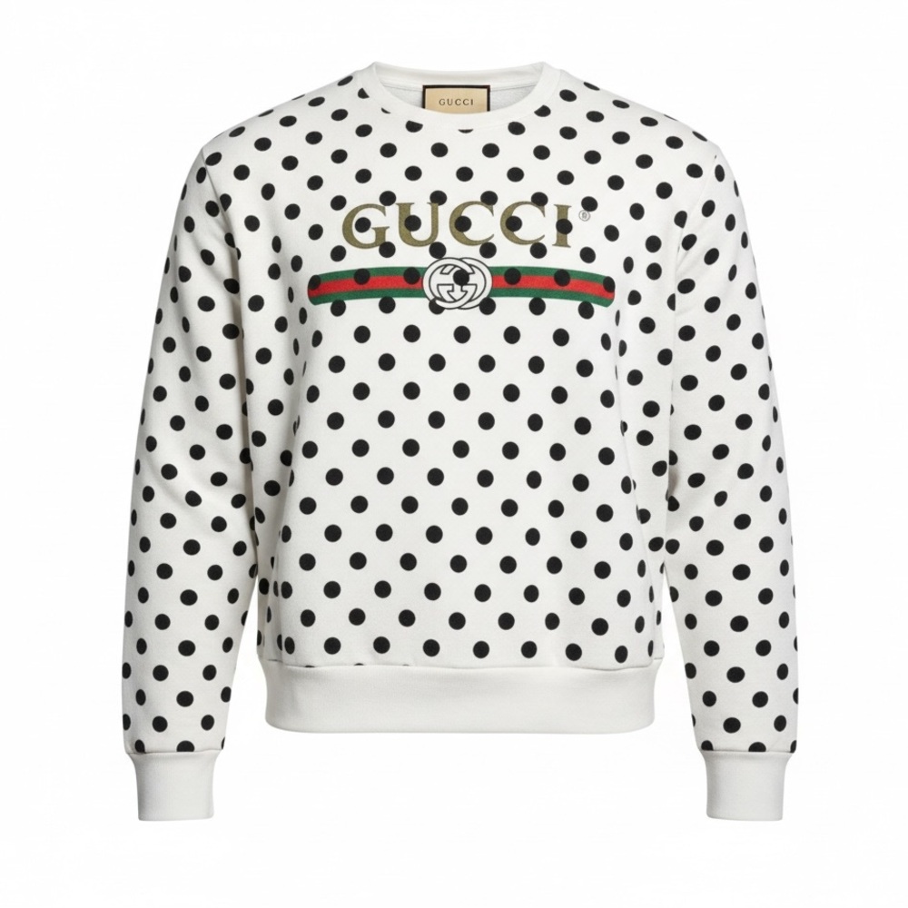 Gucci White & Black Polka Dot Print Sweatshirt - Picture 3 of 14